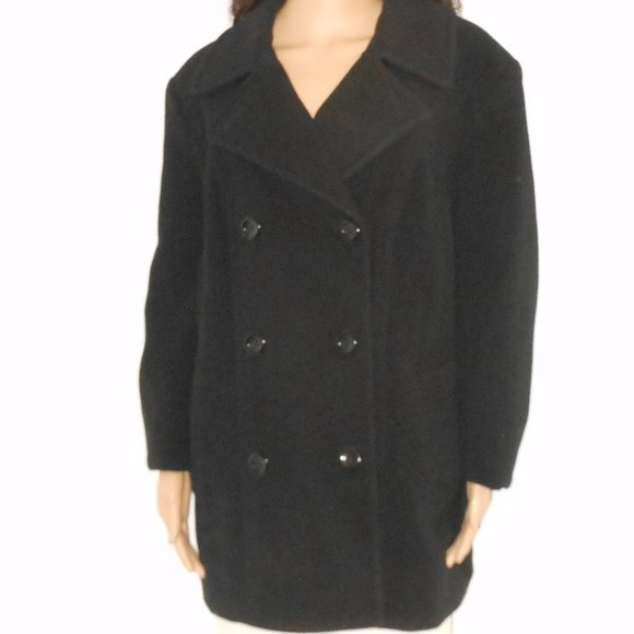 CROFT & BARROW BLACK PEA COAT SIZE 2X - Picture 5 of 6